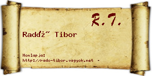Radó Tibor névjegykártya