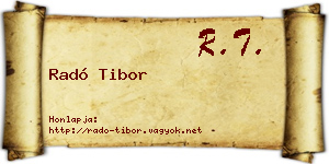 Radó Tibor névjegykártya